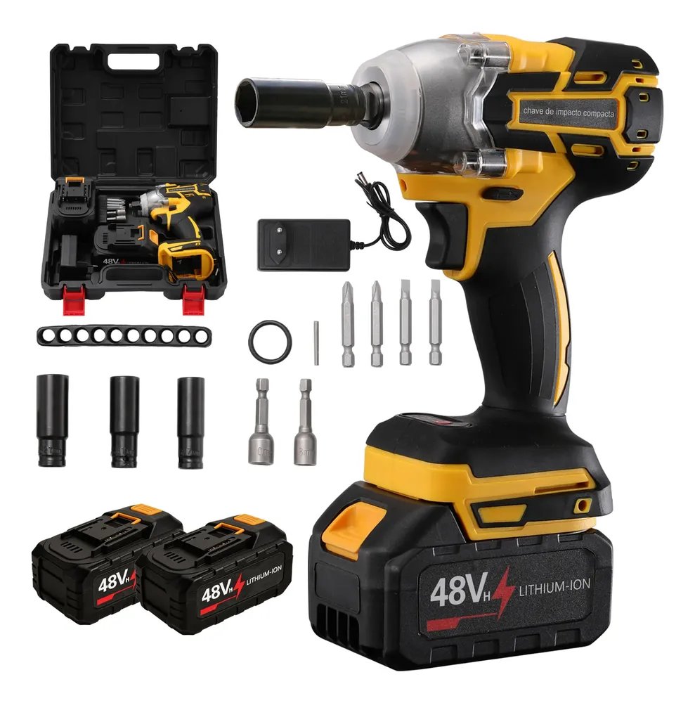 🔥Chave De Impacto A Bateria 48v Profissional Amarelo 48v