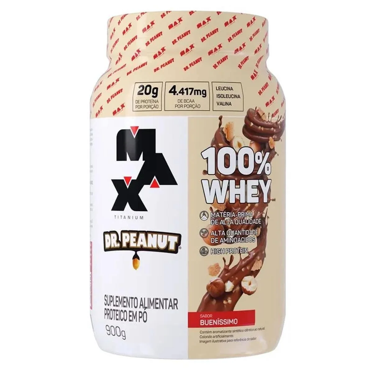 900G 💪🏼 100% Whey Max Titanium x Dr. Peanut (900g), Sabor Bueníssimo