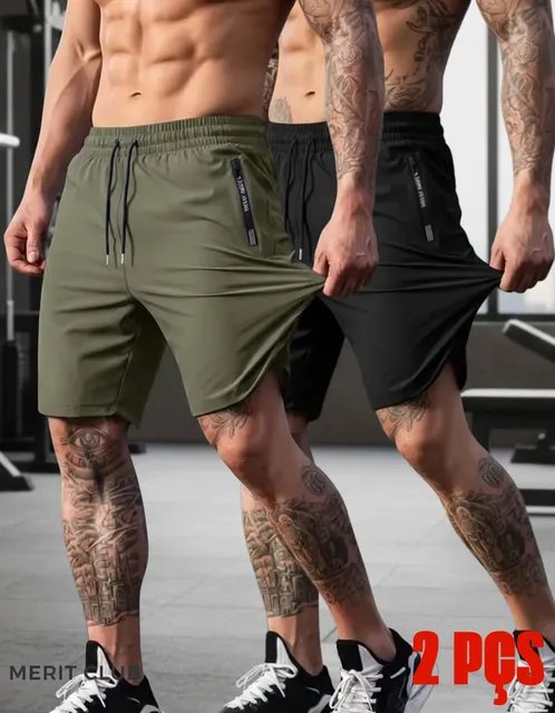 ⚫️ Kit 2 Bermuda Masculina Slim Fitness Esportiva Com Elastano