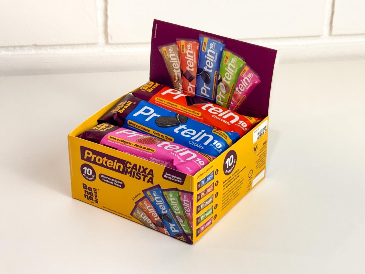 Barra Protein Sabores Sortidos 12un 30g 10g Proteína Banana Brasil