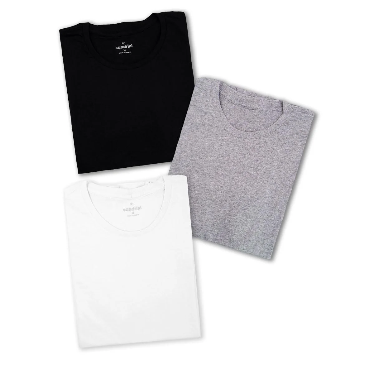 Kit 3 Camisetas Básicas Masculinas Sandrini Preto ou Sortido Algodão Premium Conforto Casual Dia a Dia
