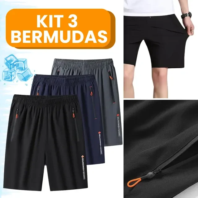 Kit com 3 Bermudas Academia
