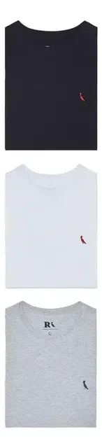 Kit 3 Camiseta Básicas Brasa E Gota Pica Pau Bordado Reserva