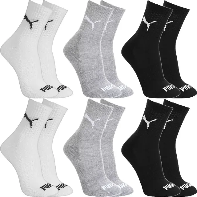Kit 6 Pares Meias Puma Cano Médio Alto Atoalhada Original