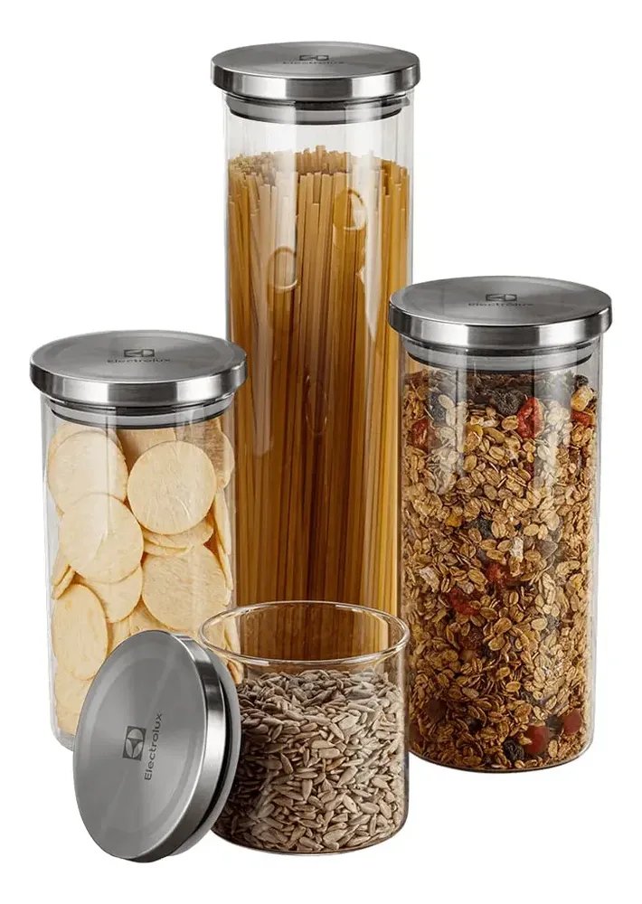 Kit com 4 Potes De Vidro Electrolux