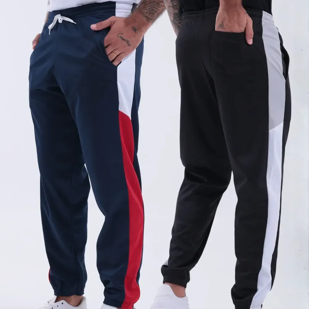 Kit2 Calça Moletom Masculina Academia Corrida Chimpa Esporte Preto Gg