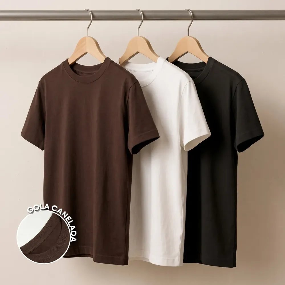 Kit 3 Camisa Oversized Masculina Lisa Algodão