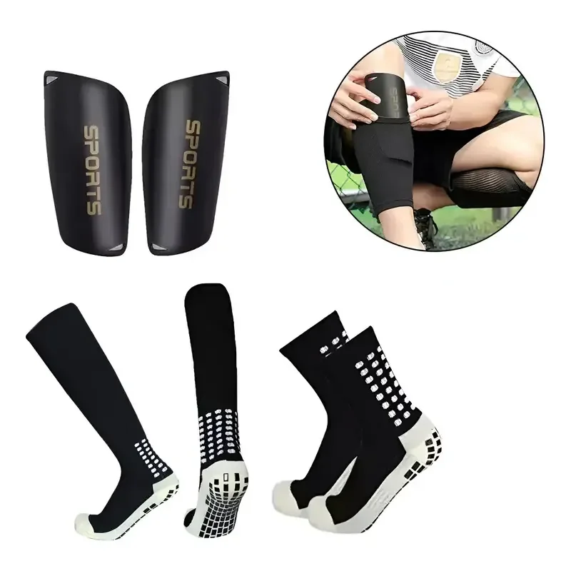 Kit 4 Futebol Profissional Meião, Caneleira, Meia E Joelheira Preto