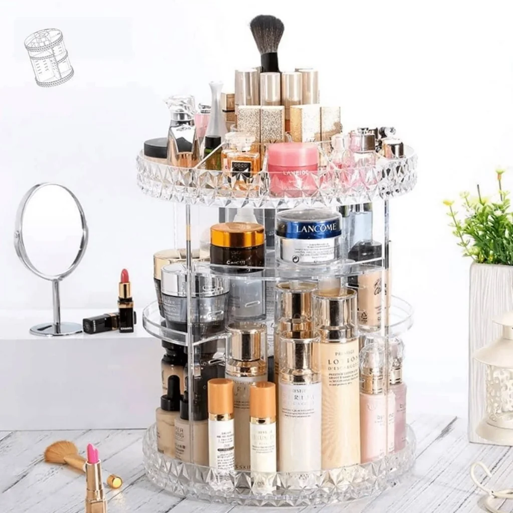 BARATO DEMAIS 🤩 Organizador de maquiagem Giratório 360º Acrílico Suporte de Cosméticos