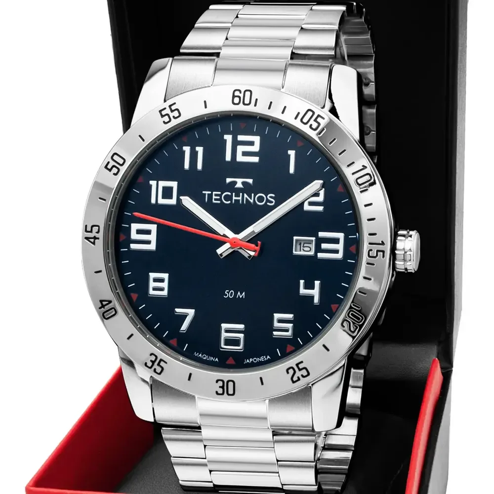 ⚫️ Relógio Technos Masculino Military Analogico Aço Azul Petróleo 5ATM