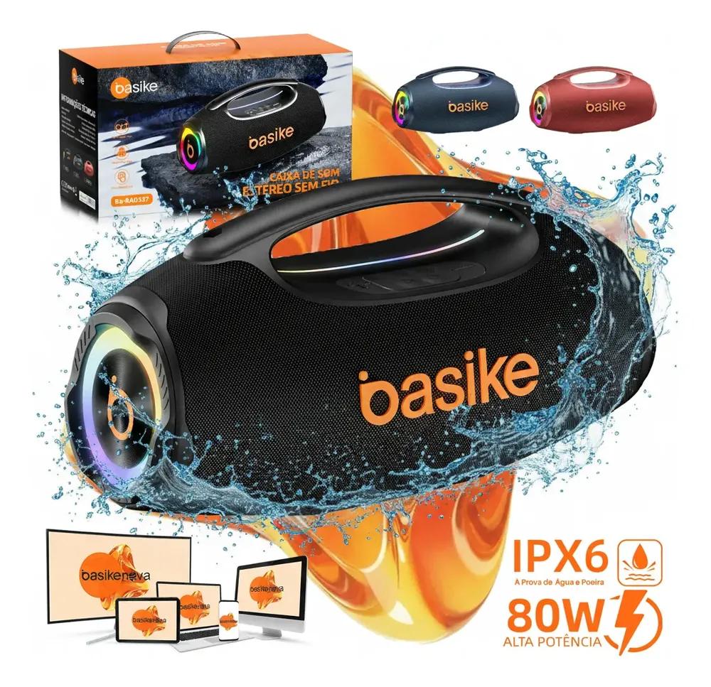 Basike Caixa De Som Portatil Com Bluetooth Boombox 80w 8000mah 10hrs Sem Fio Ipx6 Prova Dagua Com…