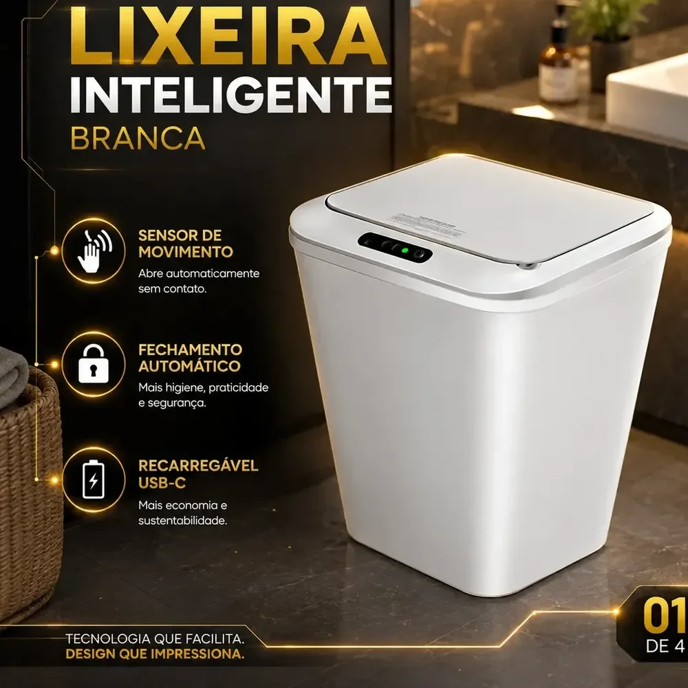Lixeira Automática Sensor Inteligente 16L
