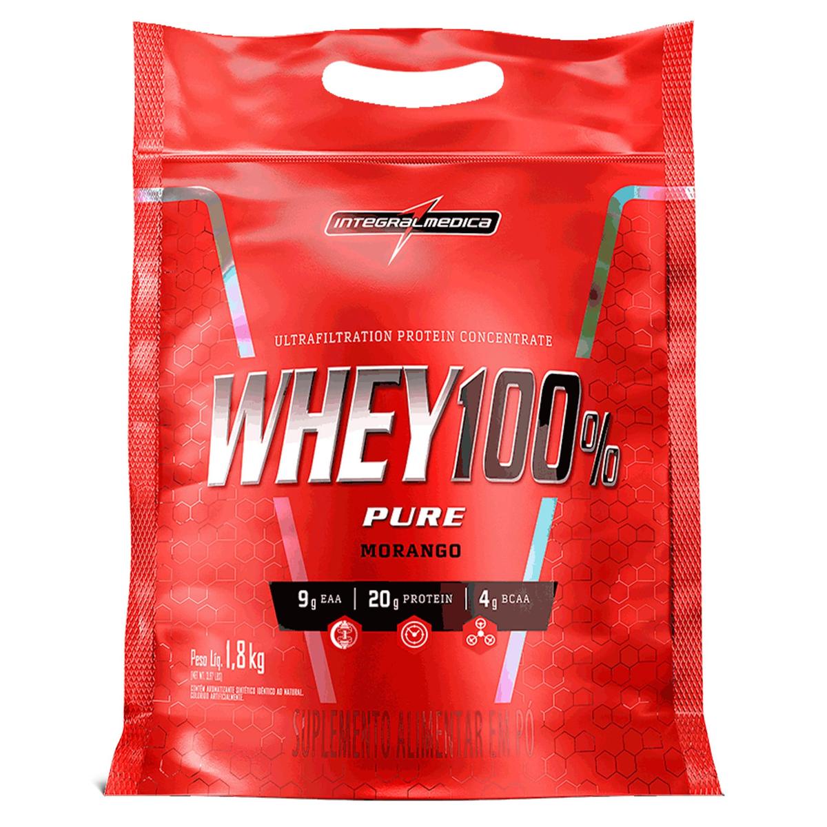 ✨Integralmédica Whey 100% Pure Concentrado Morango 1,8kg✨️