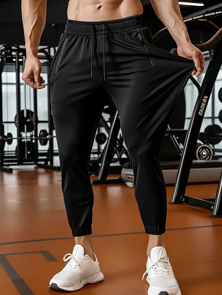 Calça Masculina Tactel Jogger Esportiva Academia Slim Treino Preto Tactel