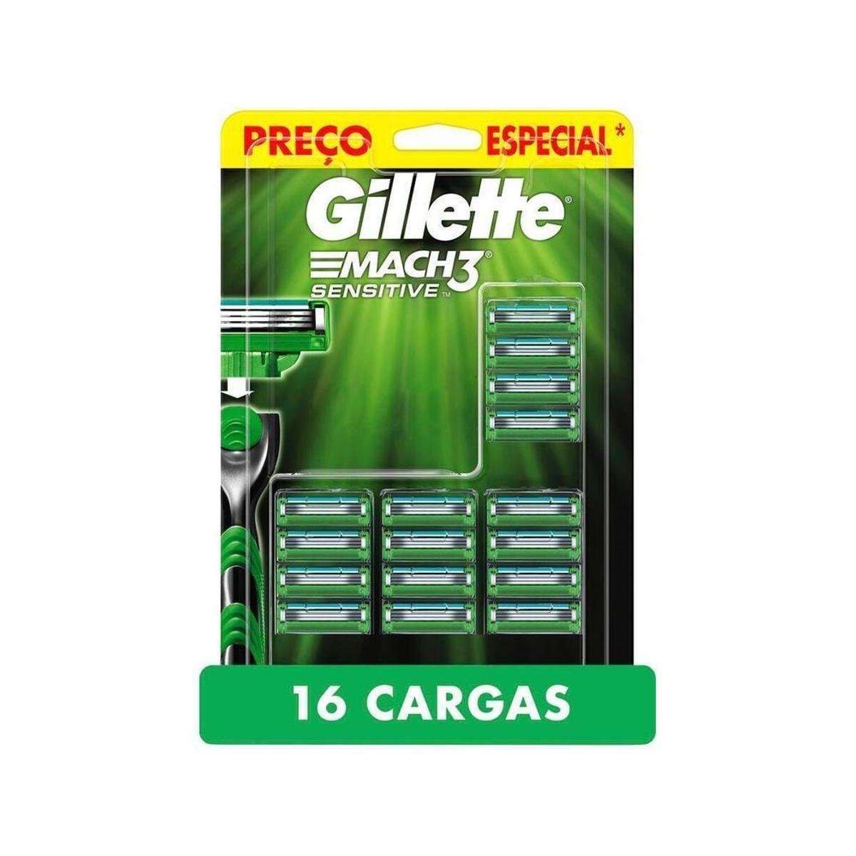 Kit com 16 Cargas Gillette Mach3 Sensitive