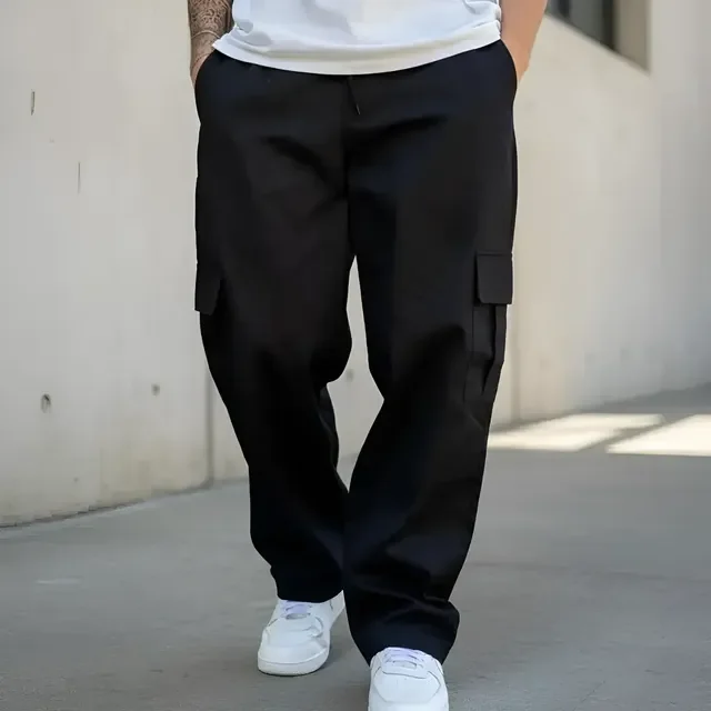 ⚫️ Calça Cargo Masculina Larga Skate Elástico Cintura Unissex