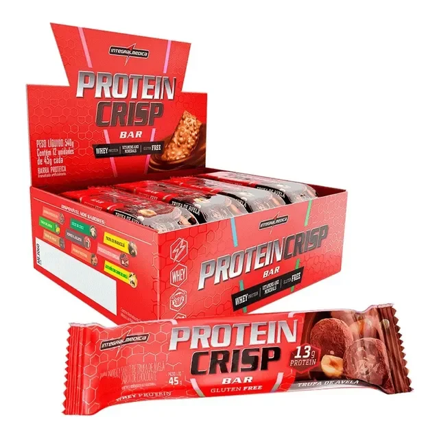 ✨Barra De Proteína Crisp Bar Caixa 12 Un 45g - Integralmedica✨️