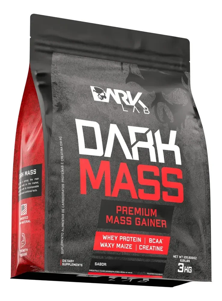 ✨Hipercalórico Dark Mass 3kg Chocolate Branco c/ Morango Dark Lab✨️