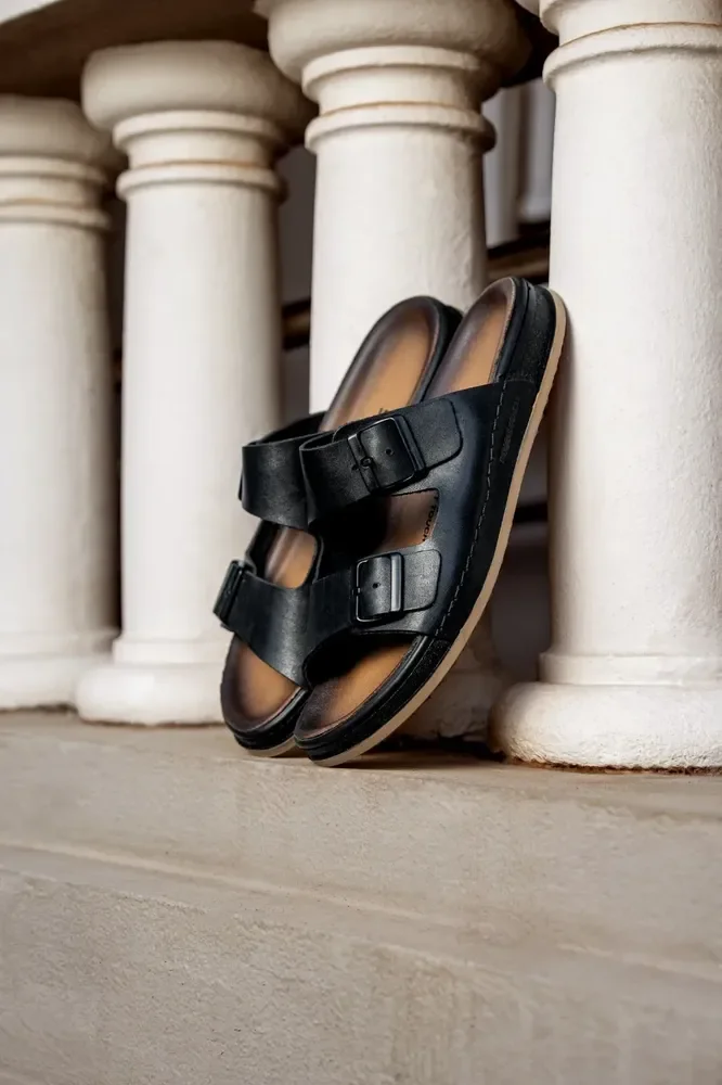 Sandália Pegada Masculina 134851 Preto Liso
