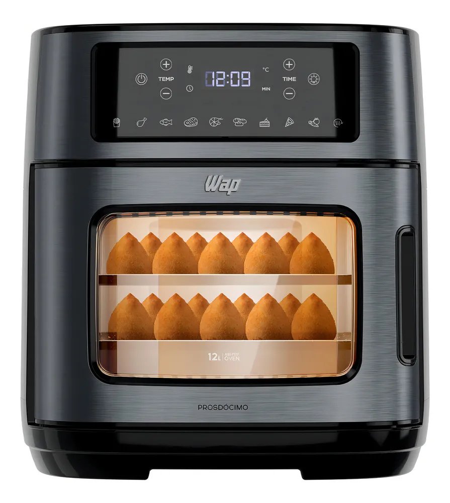 ✨Fritadeira Elétrica Wap Air Fryer Oven Digital Black Inox 12 Litros com Revestimento Antiaderente✨️