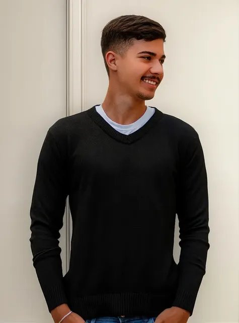 Sueter Masculino Decote V Blusa Lã Cardigan Básico Tricot