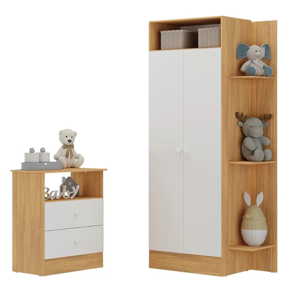 ✨Guarda-Roupas 2 Portas Infantil com Cômoda 2 Gavetas