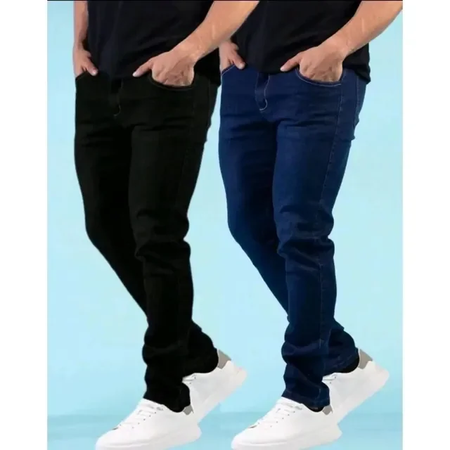 ⚫️ Kit 2 Calças Jeans Masculina Costura Reforçada