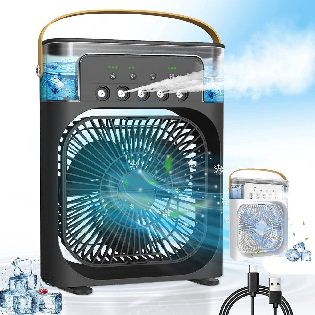 Mini Ar Condicionado Climatizador Umidificador Ventilador Portátil USB Led Quarto Sala… 600ml