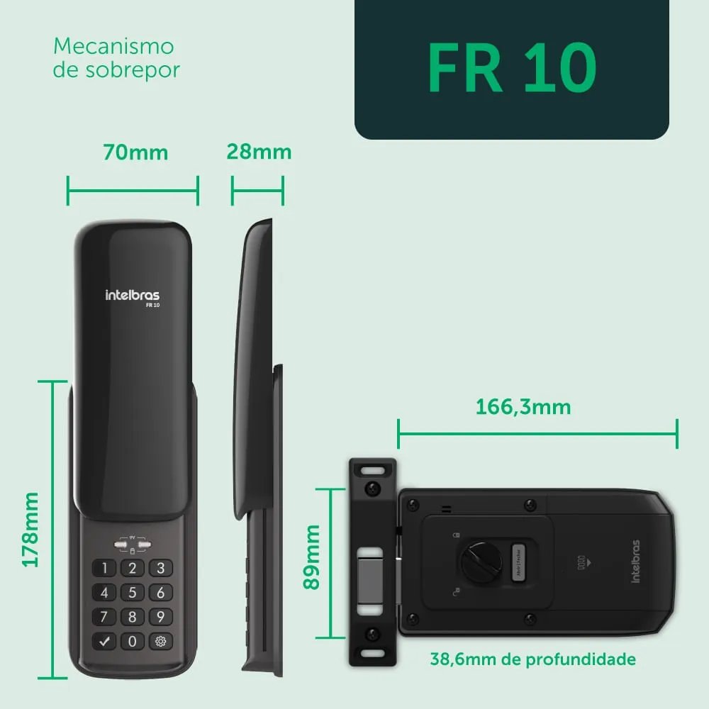 ✨Fechadura Digital de Sobrepor com Senha FR 10 Preto Intelbras✨️