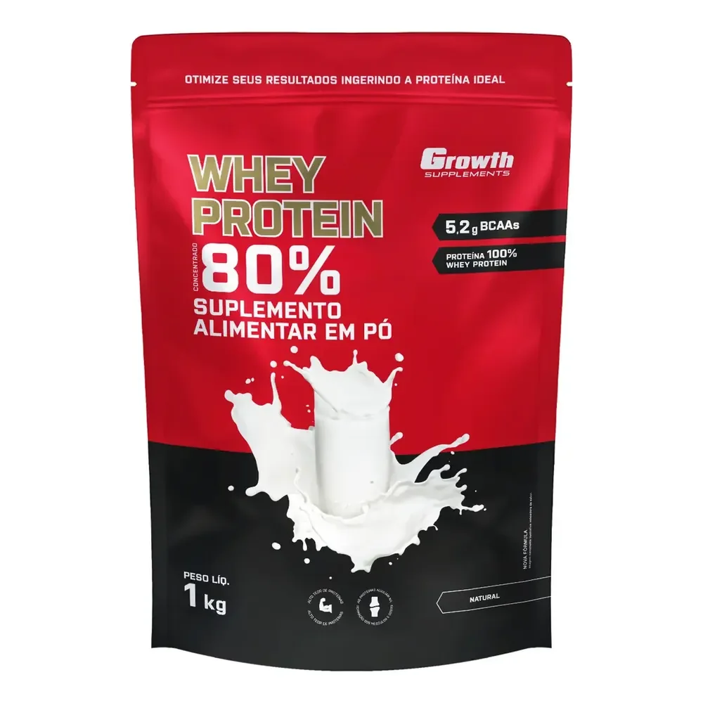 Whey Protein Concentrado 1kg Growth Supplements Natural
