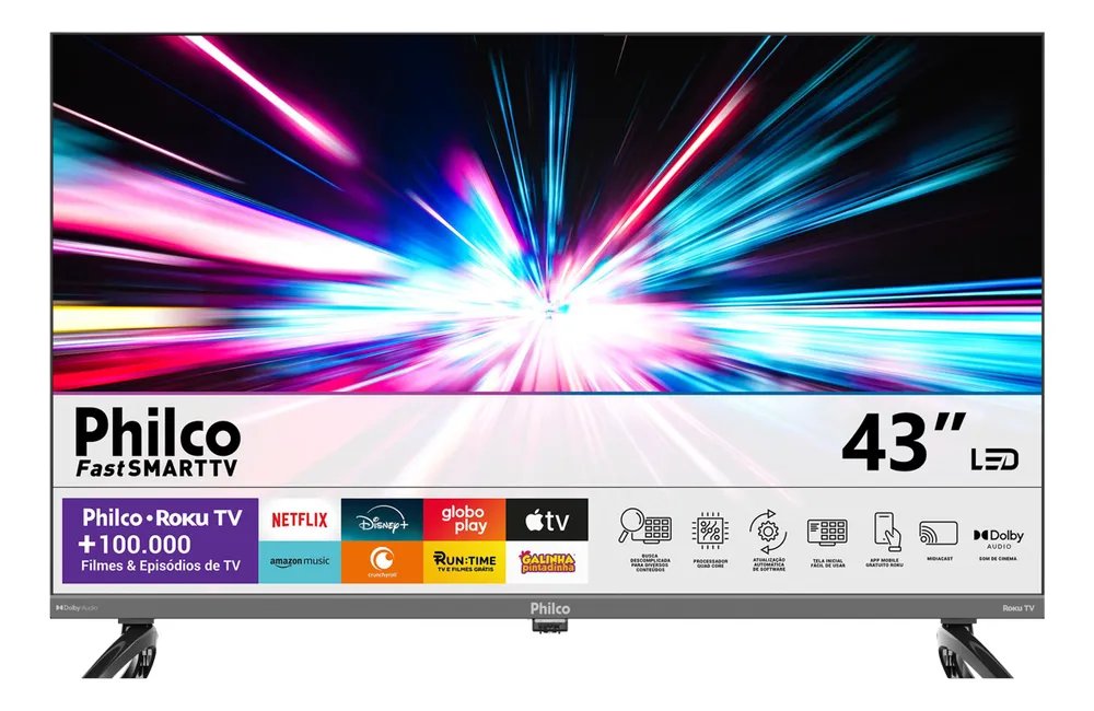 Smart Tv 43 Philco P43vik Roku Led Dolby Audio Wi Fi Hdmi Hdr Full Hd 110220v