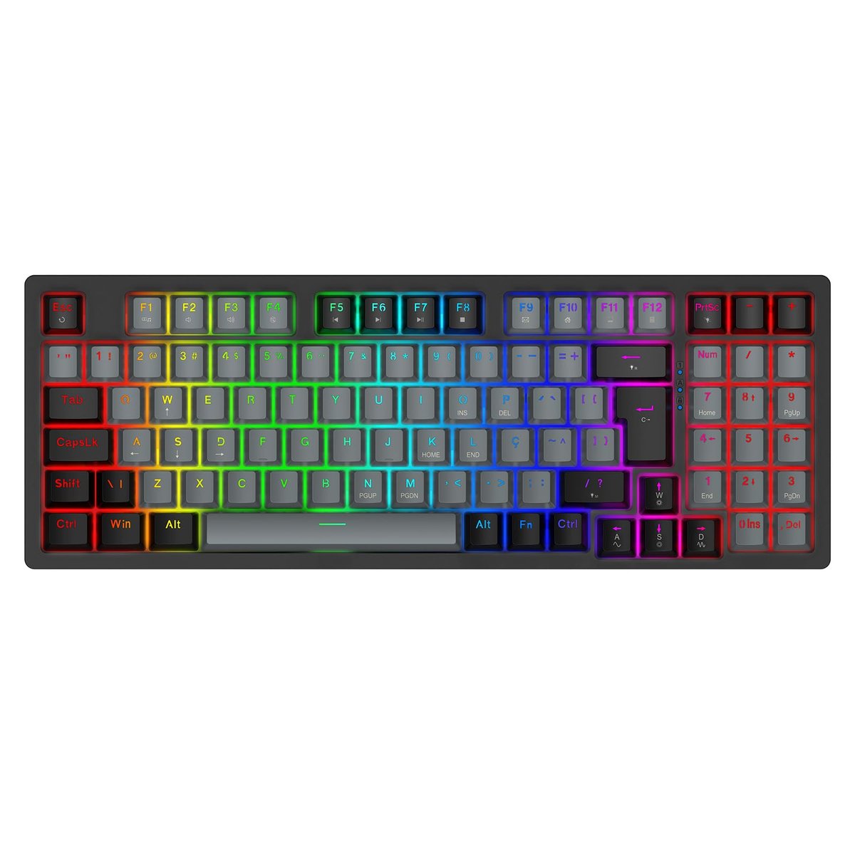 Teclado Mecânico Gamer com Fio 95 Teclas, RGB com 20 Modos de Iluminação, Switch Vermelho Hot Swap…