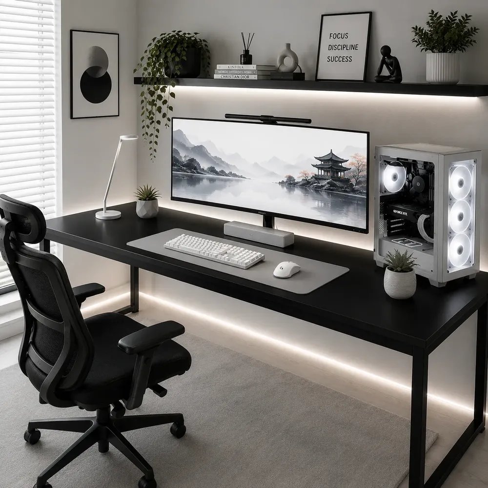 Mesa Gamer 150cm Industrial Com Pes Aco Para Setup