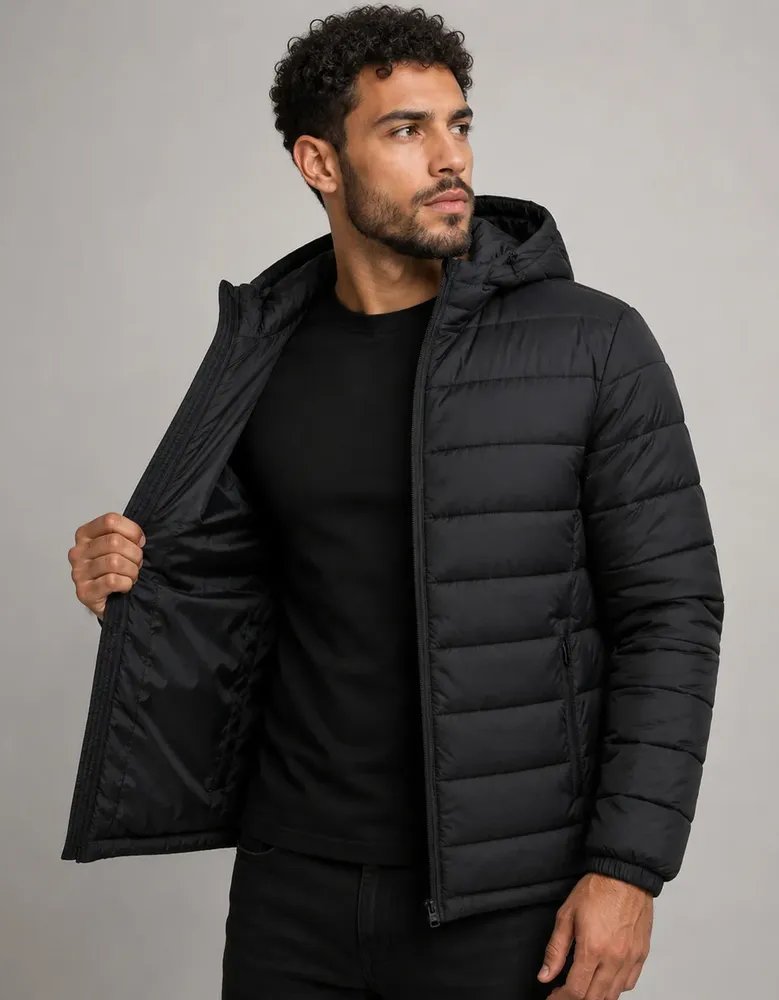 Jaqueta Puffer Bobojaco Corta Vento Nylon Frio Reforçada Preto (P ao GG)