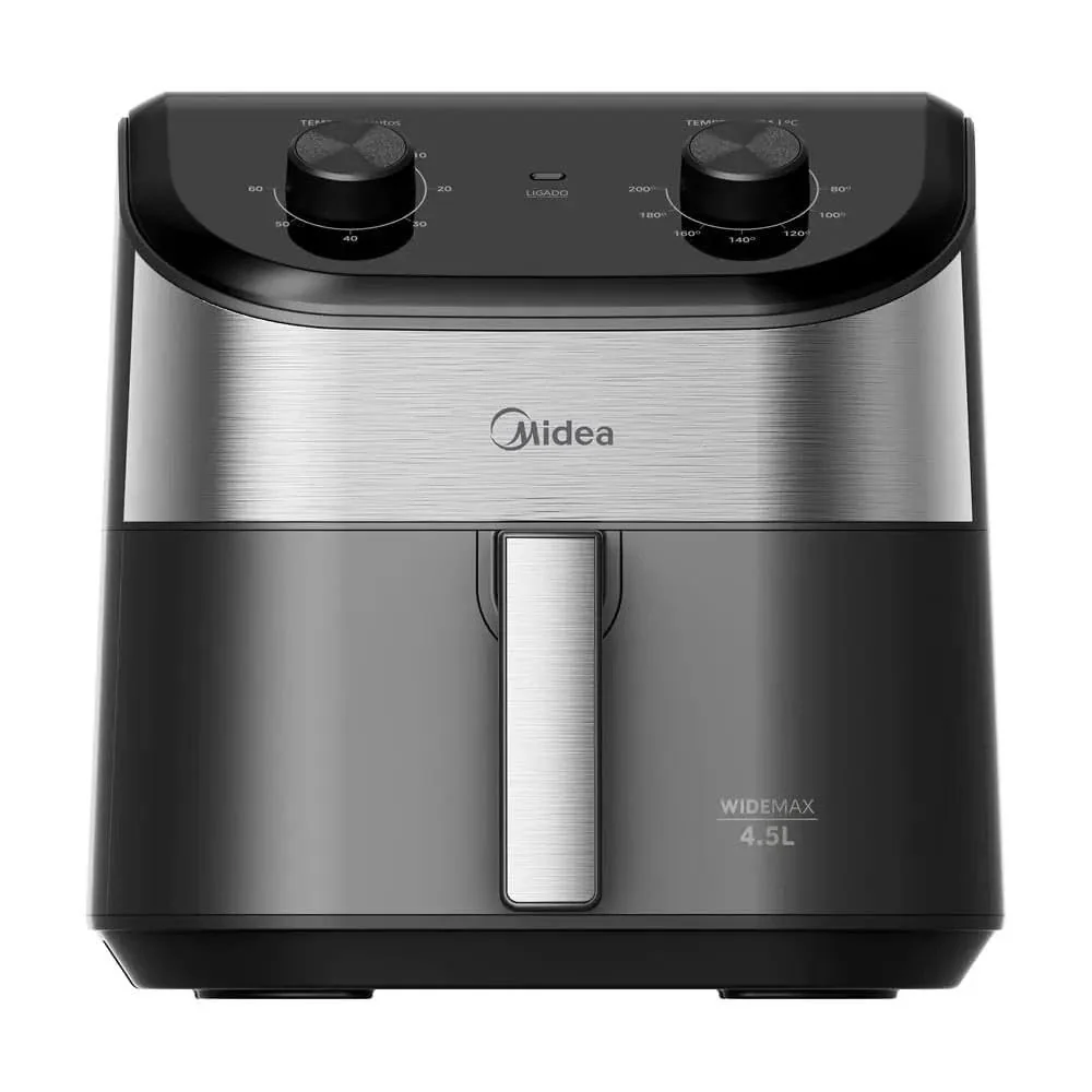 CORREEE, BARATA DEMAIS 🤯🤯 Fritadeira Midea Air Fryer 4,5L, design de dois botões, ampla faixa de temperatura de 80°C a 200°C, prato antiaderente para vegetais, 1550W,, FWM45P1