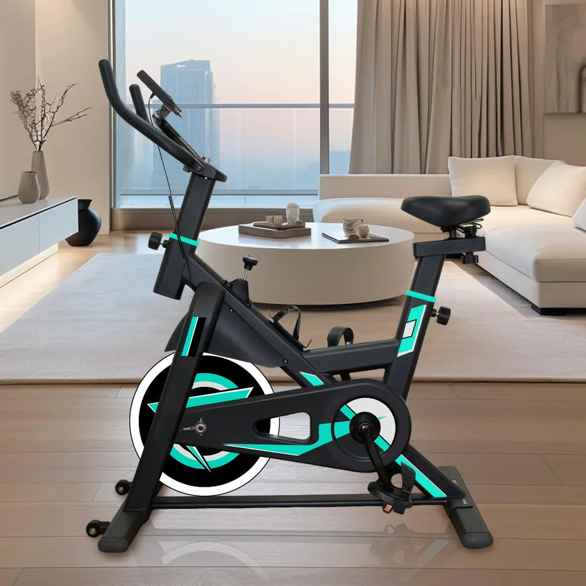 Bicicleta Ergométrica Spinning 5kg Volante Estofado PU com Monitor