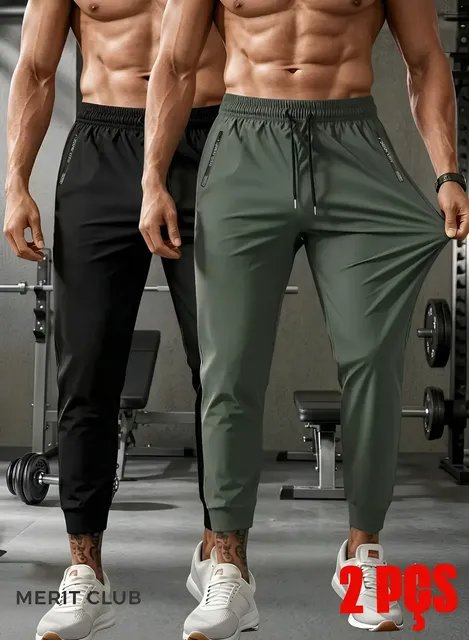 Kit 2 Calça Masculina Elastano Esportiva Fitness Academia