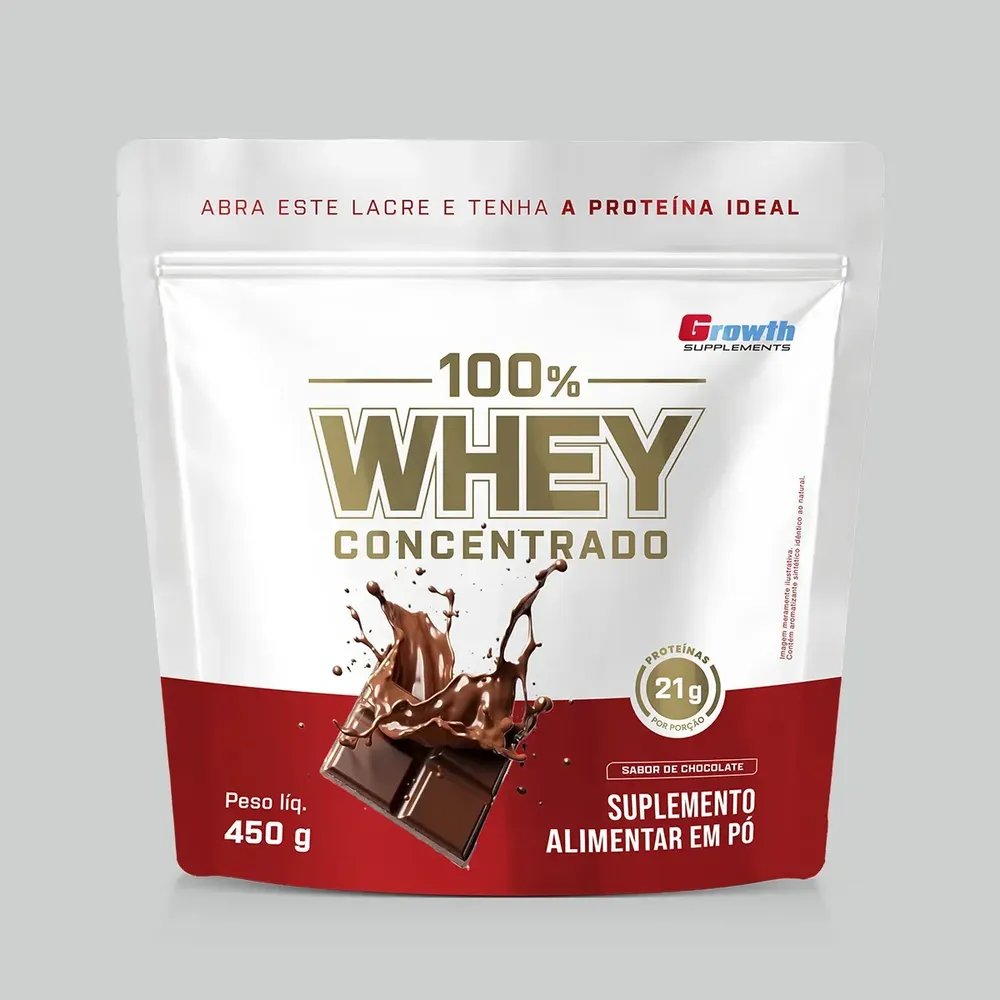 100 Whey Concentrado 450g Growth Supplements Chocolate
