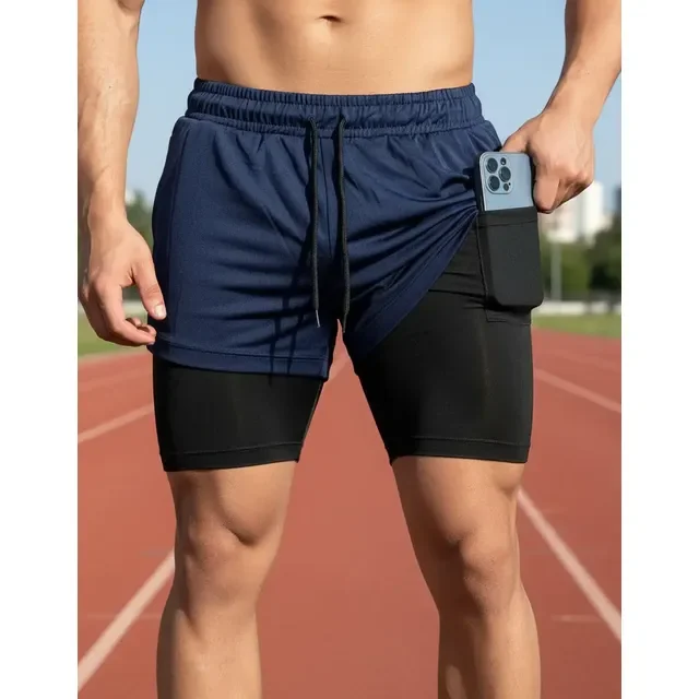 ⚫️ Shorts 2 Em 1 Térmico De Compressão Bolso Secreto Academia