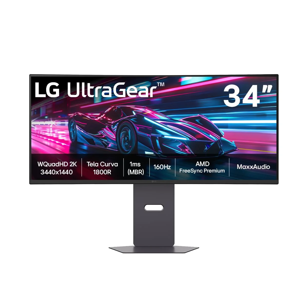 Monitor Gamer LG UltraGear Curvo 34G600A-B 34" QuadHD 2K, UltraWide 1800R, 160Hz, 1ms (MBR), Premium, HDR10