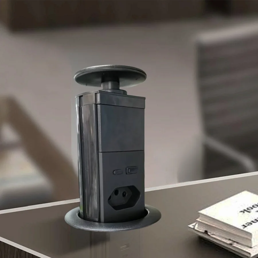 Tomada Mesa USB Tipo-C 3 Pinos Bivolt Carregamento Rápido Toque Proteção Escritório Casa VANT