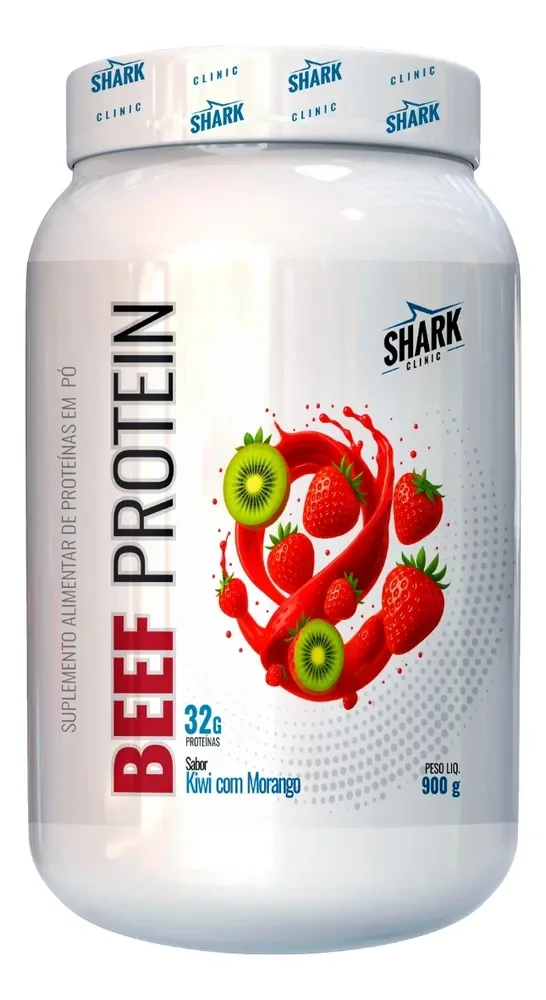 BEEF PROTEIN 💪🏼 Suplemento Carne Bovina Beef Lactose 900g Morango C/kiwi Shark Pro