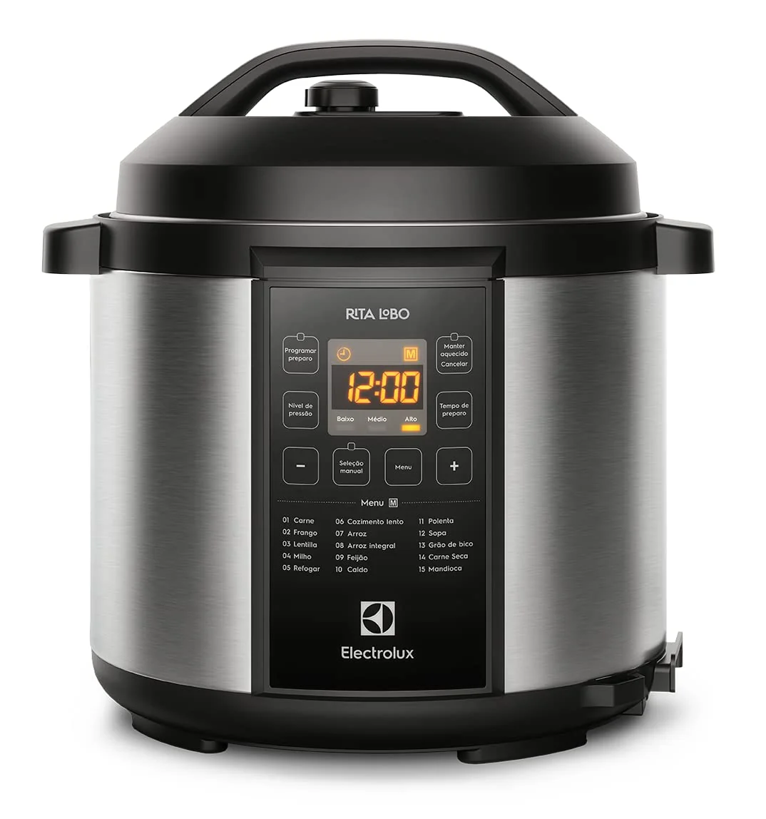 ✨Electrolux Panela pressão elétrica Electrolux digital capacidade 6L silenciosa segura 10 travas segurança 15 receitas pré-programadas 3 níveis pressão...✨️