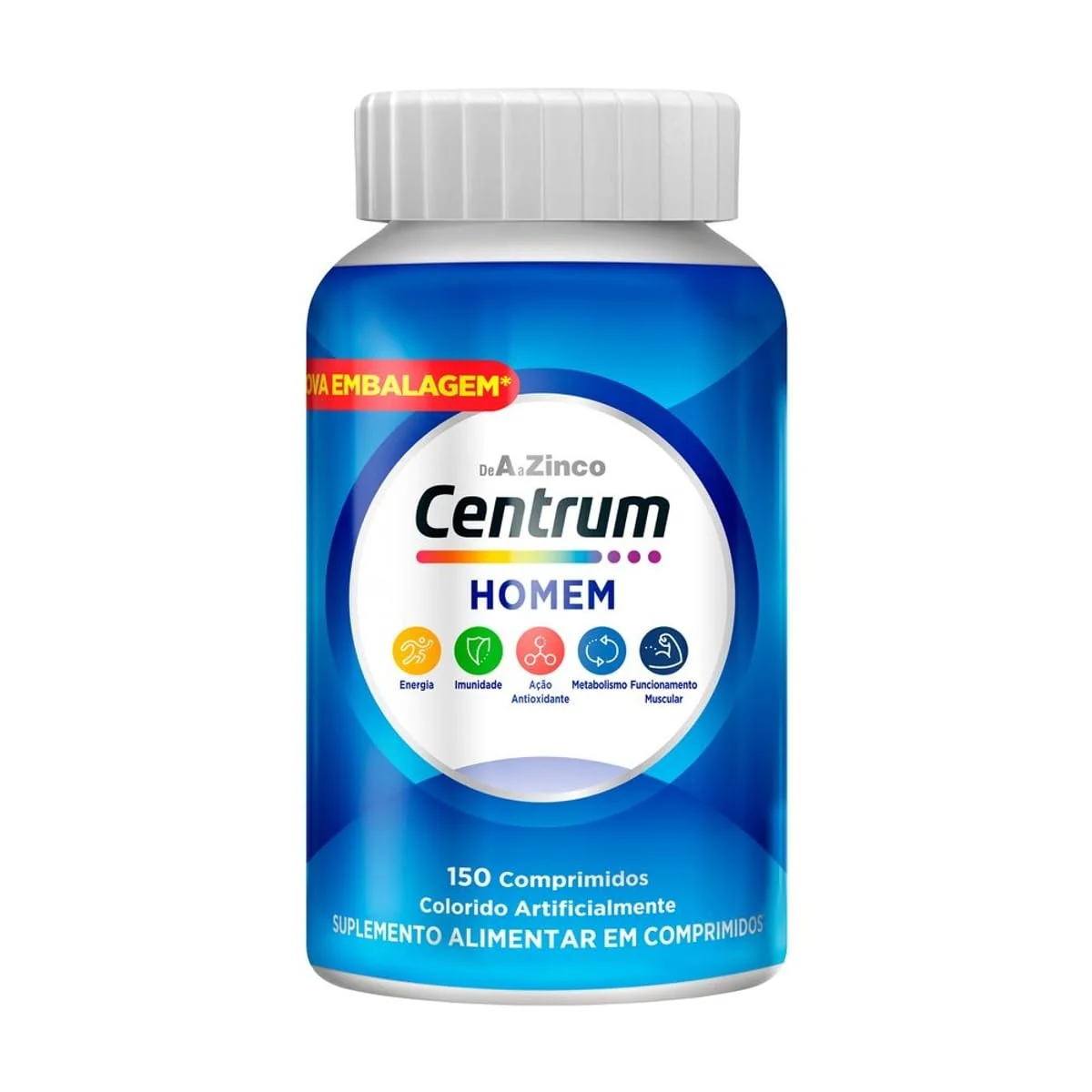 Centrum Homem Multivitaminico Diário com Magnésio, Vitamina D e Vitamina B12, 150 Comprimidos