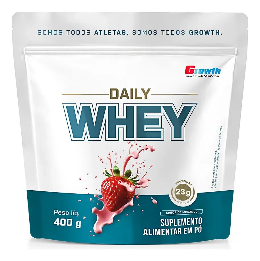 🔥Daily Whey Protein 400g Growth Supplements Morango