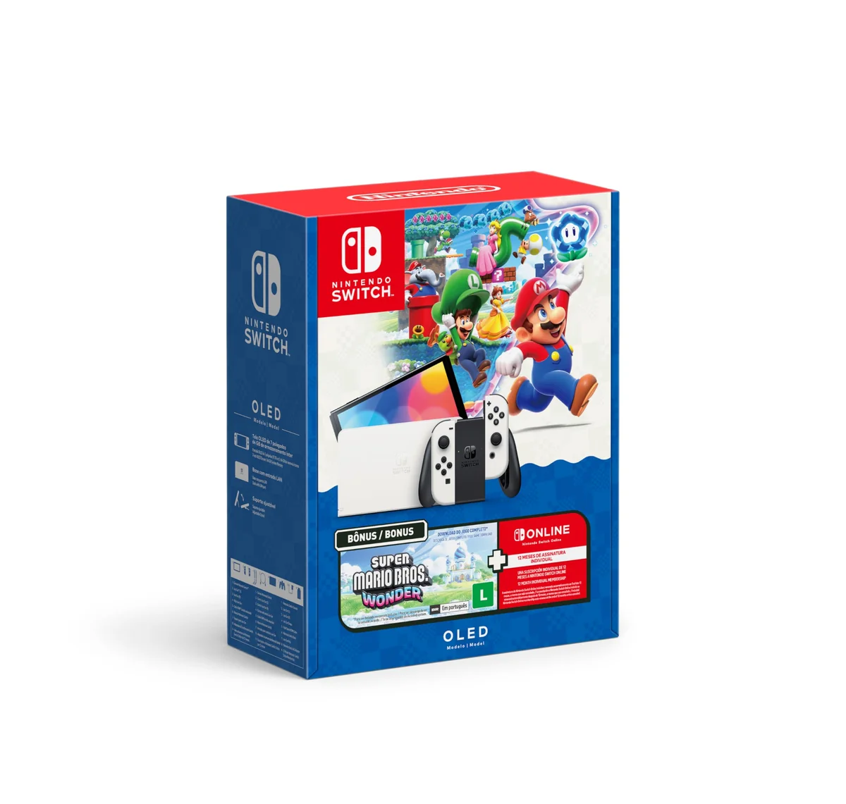 Nintendo, Console, Switch Oled + Super Mario Bros. Wonder + 12 Meses Assinatura Nintendo Switch