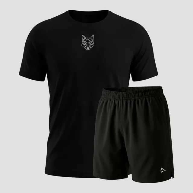 Kit Alpha Bermuda Lobo + Camiseta Lobo Dry Fit (P ao GG)