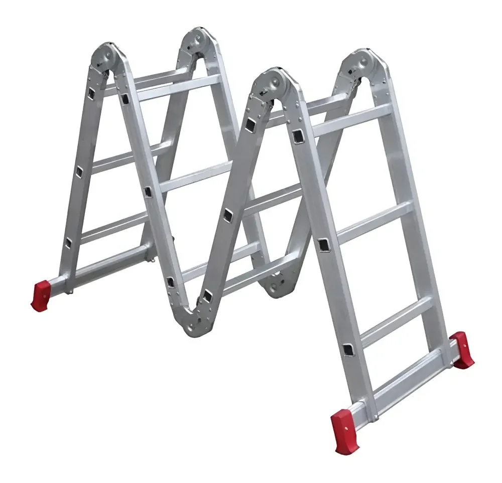 Escada Multifuncional Alumínio Extensível 4x3 Botafogo ESC0292 3.35m 12 Degraus Cor Prateado