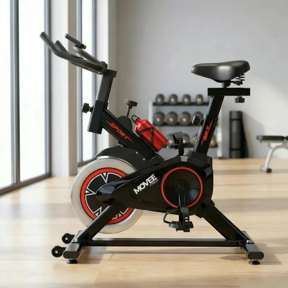 ✨Bicicleta Ergométrica Spinning Movick Movee Fitness Bike Indoor Silenciosa Com Correia Painel Digital Banco Ajustável Academia Em Casa Cardio Condicio...✨️