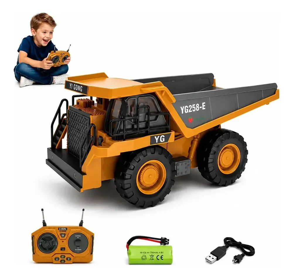 Carrinho Controle Remoto Caminhão Basculante Obras Ninho Boy